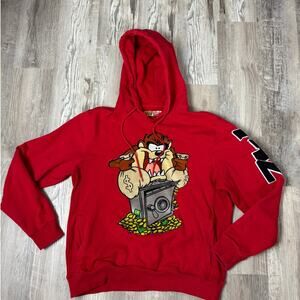 Looney Tunes Tasmanian Devil Y2K Taz Red Vintage Graphic Hoodie Sweatshirt XL